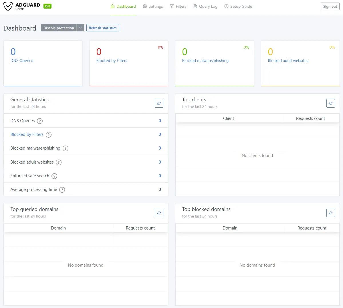 AdGuard Home dashboard
