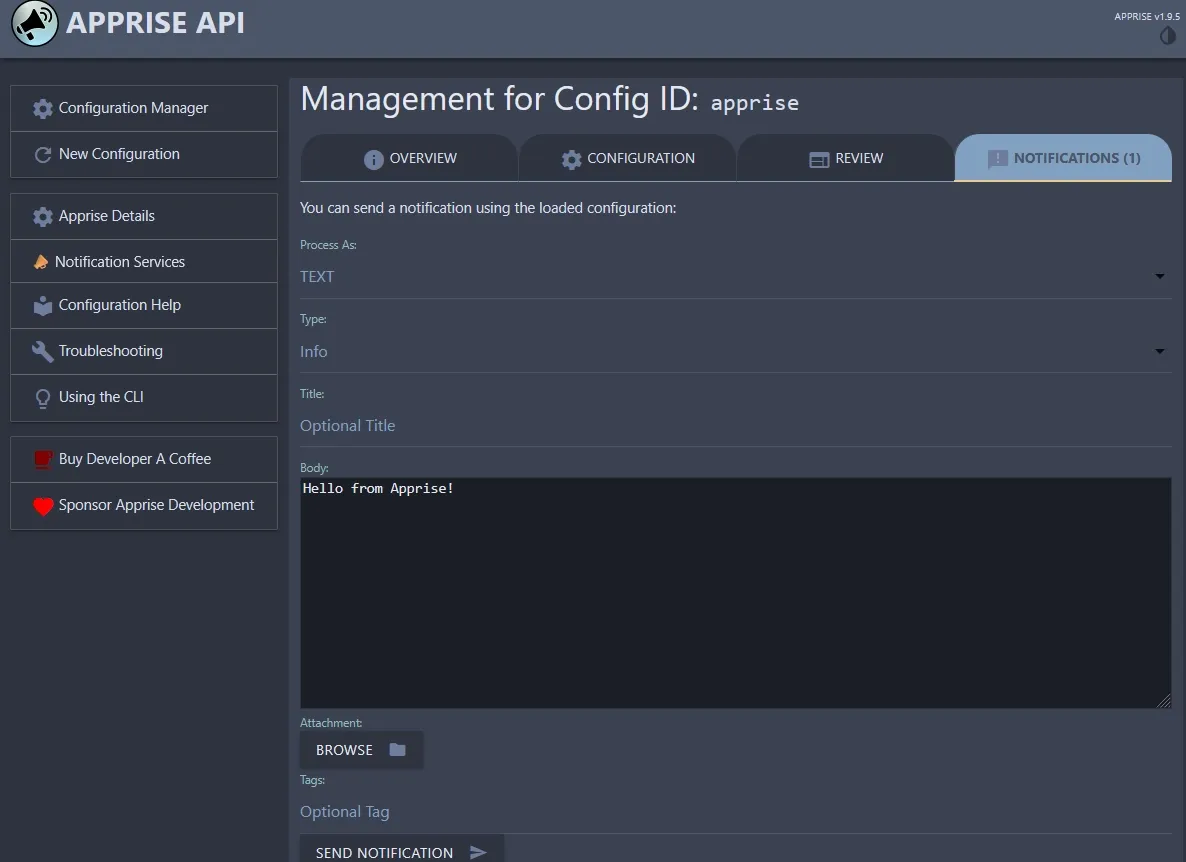 Apprise send notification