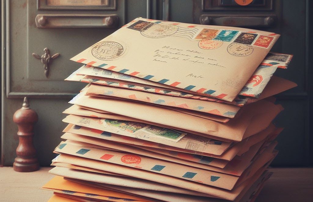 A stack of letter envelopes