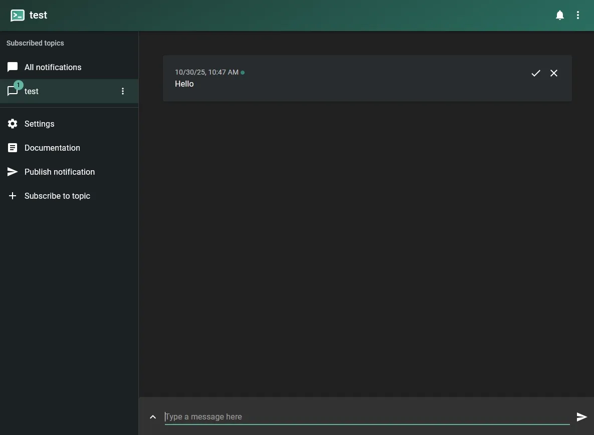 ntfy send test notification