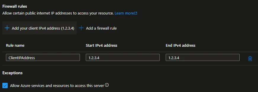 Azure SQL Database firewall rules