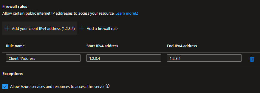 Azure SQL Database firewall rules